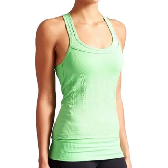 Athleta Mind Over Matter Pixel Tank XS Lily Pad Green Built In Bra Athletic Top - Picture 11 of 13